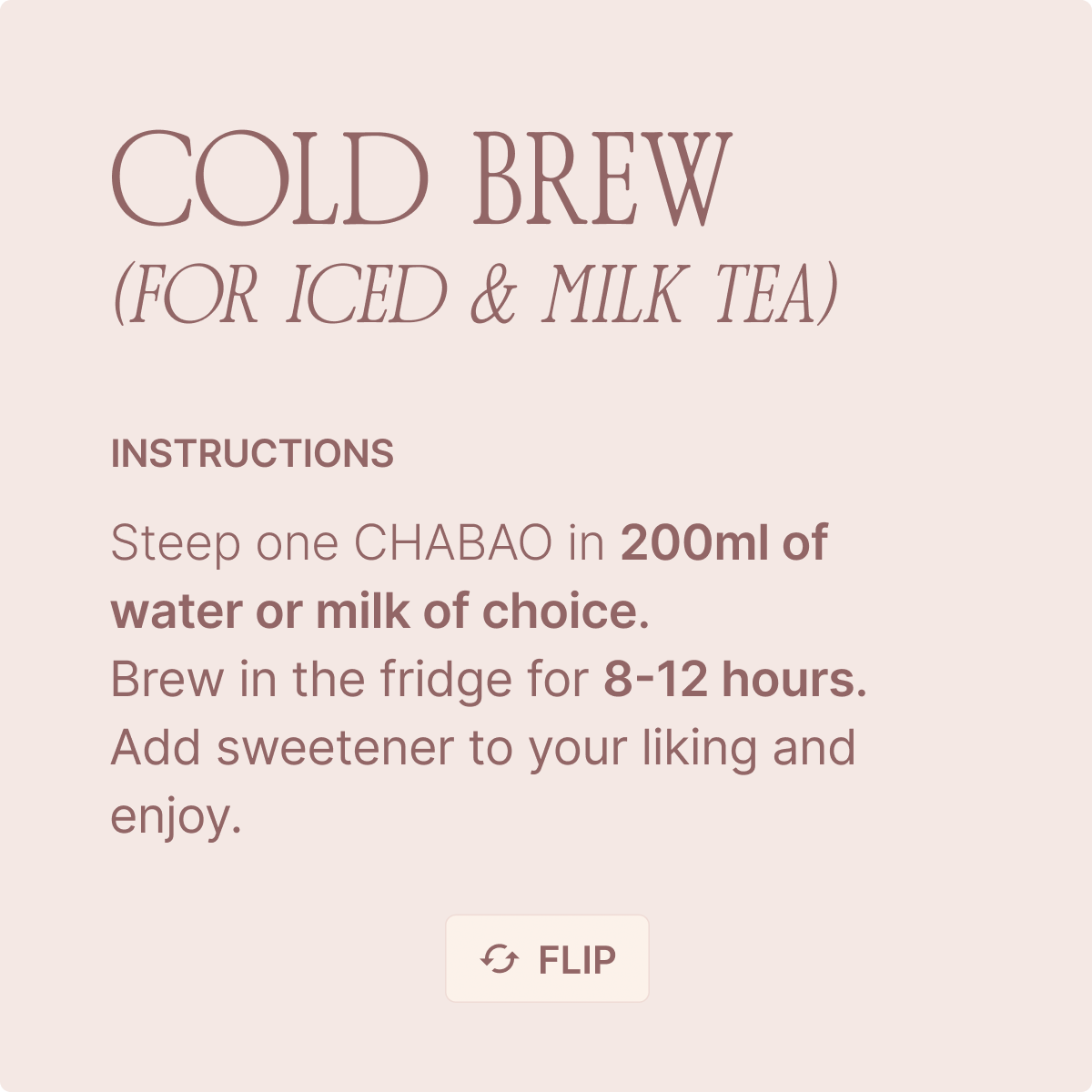 COLD BREW FOR ICED + MILK TEA info
